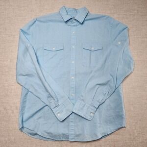 EXPRESS Men's‎ Size L Light Blue Button Down Shirt Linen Blend